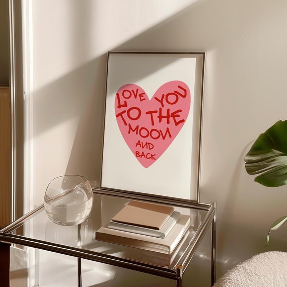 Love You To The Moon And Back Print Neutral Nursery Decor Pink Wall Art Boys Room Decor Kids Room Decor Gift