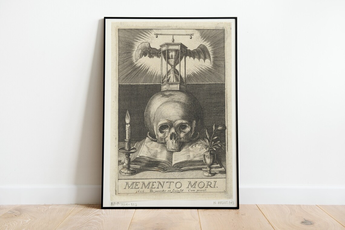 Memento Mori Skull Engraving Vintage Vanitas Still Life Art Poster