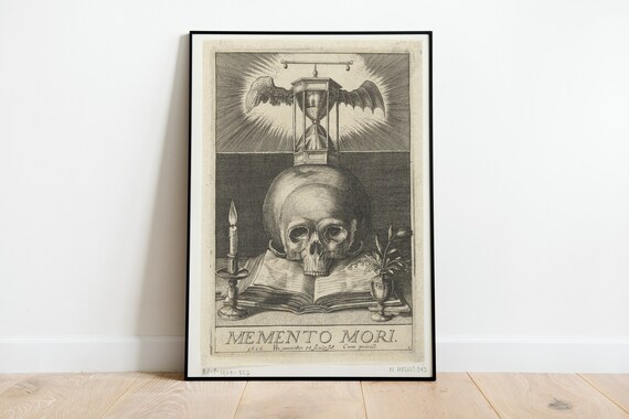 Memento Mori Skull Engraving Vintage Vanitas Still Life Art Poster