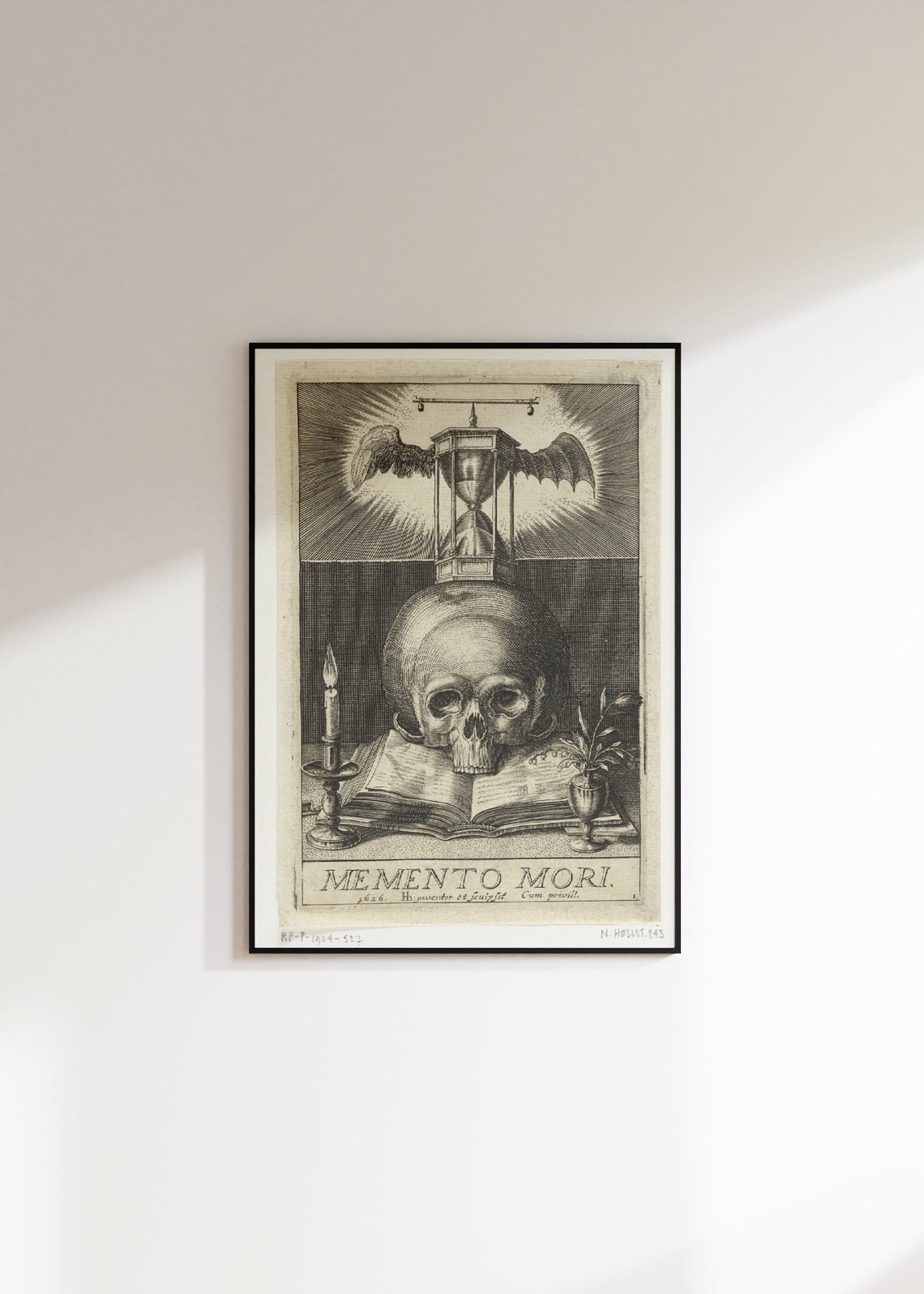 Memento Mori Skull Engraving Vintage Vanitas Still Life Art Poster - Image 3