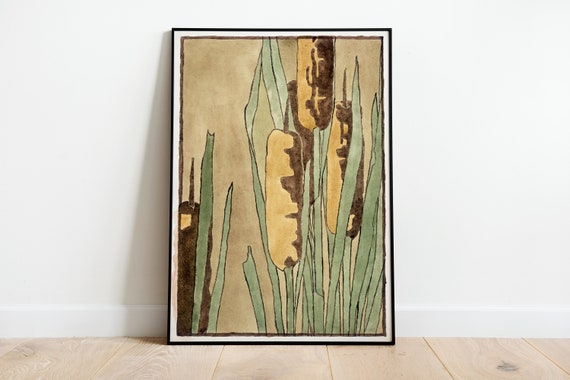 Cattail Vintage Poster, Hannah Borger Overbeck