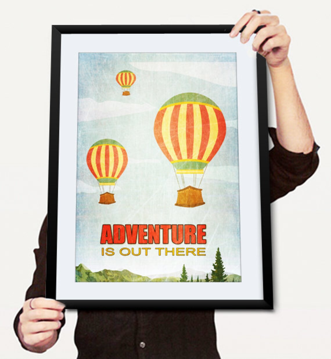 Adventure Is Out There Hot Air Balloon Nursery Mountain View Poster - Image 2