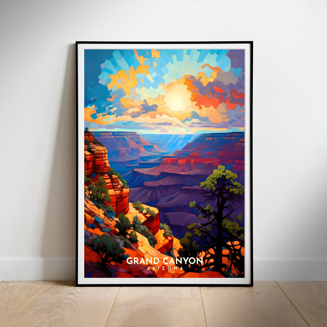 Grand Canyon Arizona Mosaic Sunset Desert Landscape Travel Poster
