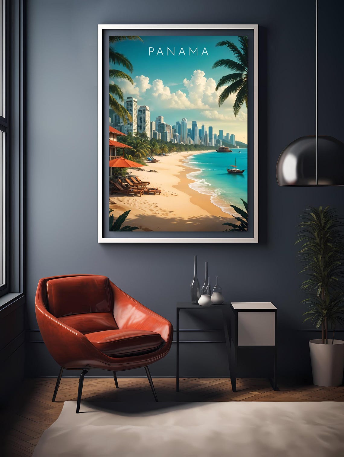 Panama City Beach Skyline Sunny Tropical Coastline Travel Poster - Image 2