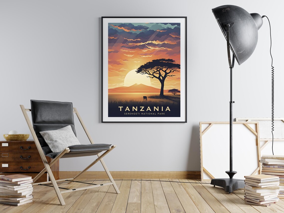 Tanzania Serengeti Sunset Acacia Savanna Safari Travel Poster - Image 2