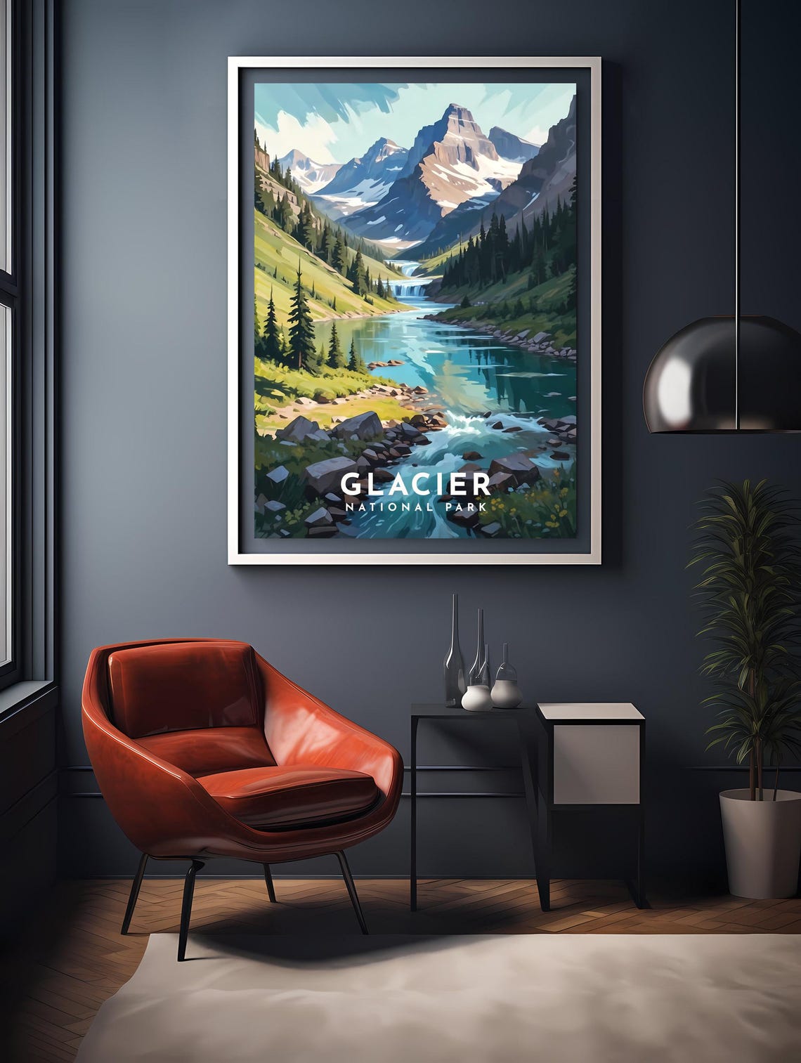Glacier National Park Mountain Lake Wilderness Travel Poster - Image 2