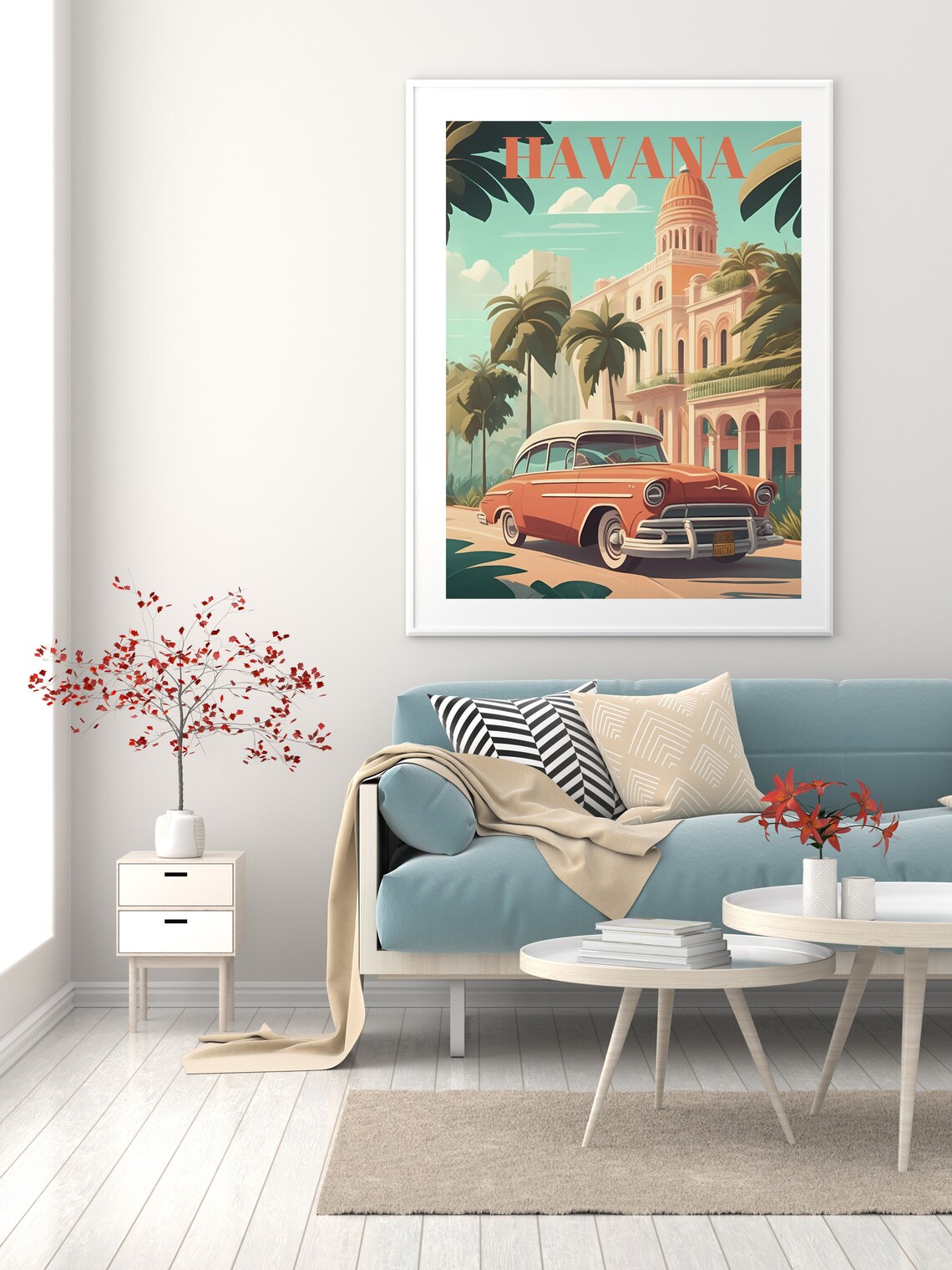 Havana Cuba Vintage Classic Car Street Scene Retro Travel Poster - Image 2