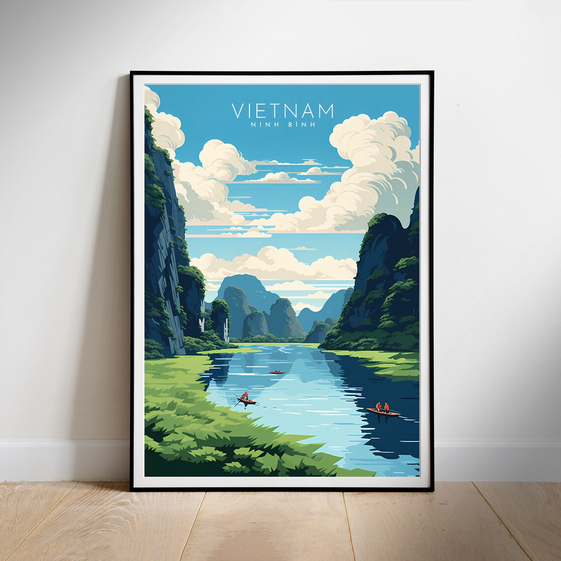 Vietnam Retro Travel Poster, Ninh Binh Art Print