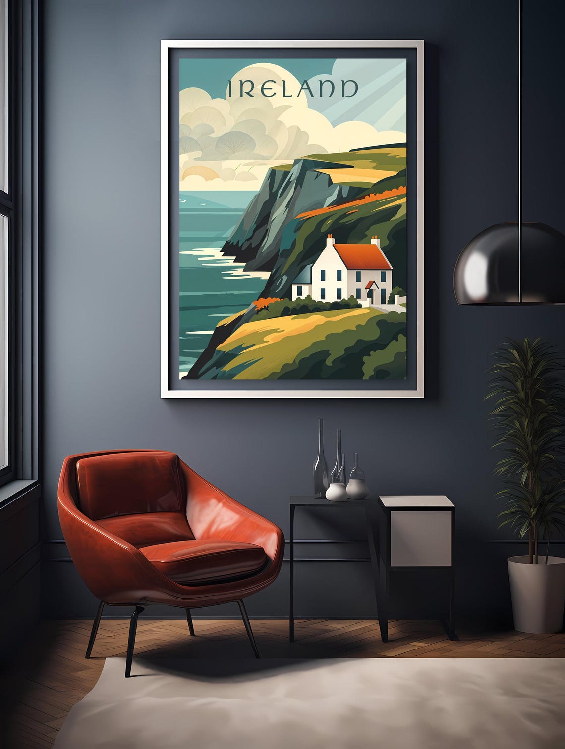 Ireland Coastal Cottage Sea Cliffs Ocean View Scenic Travel Poster - Image 2
