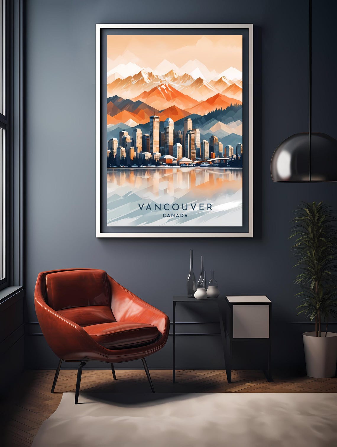 Vancouver Canada Skyline Snowy Mountain Reflection Travel Poster - Image 2