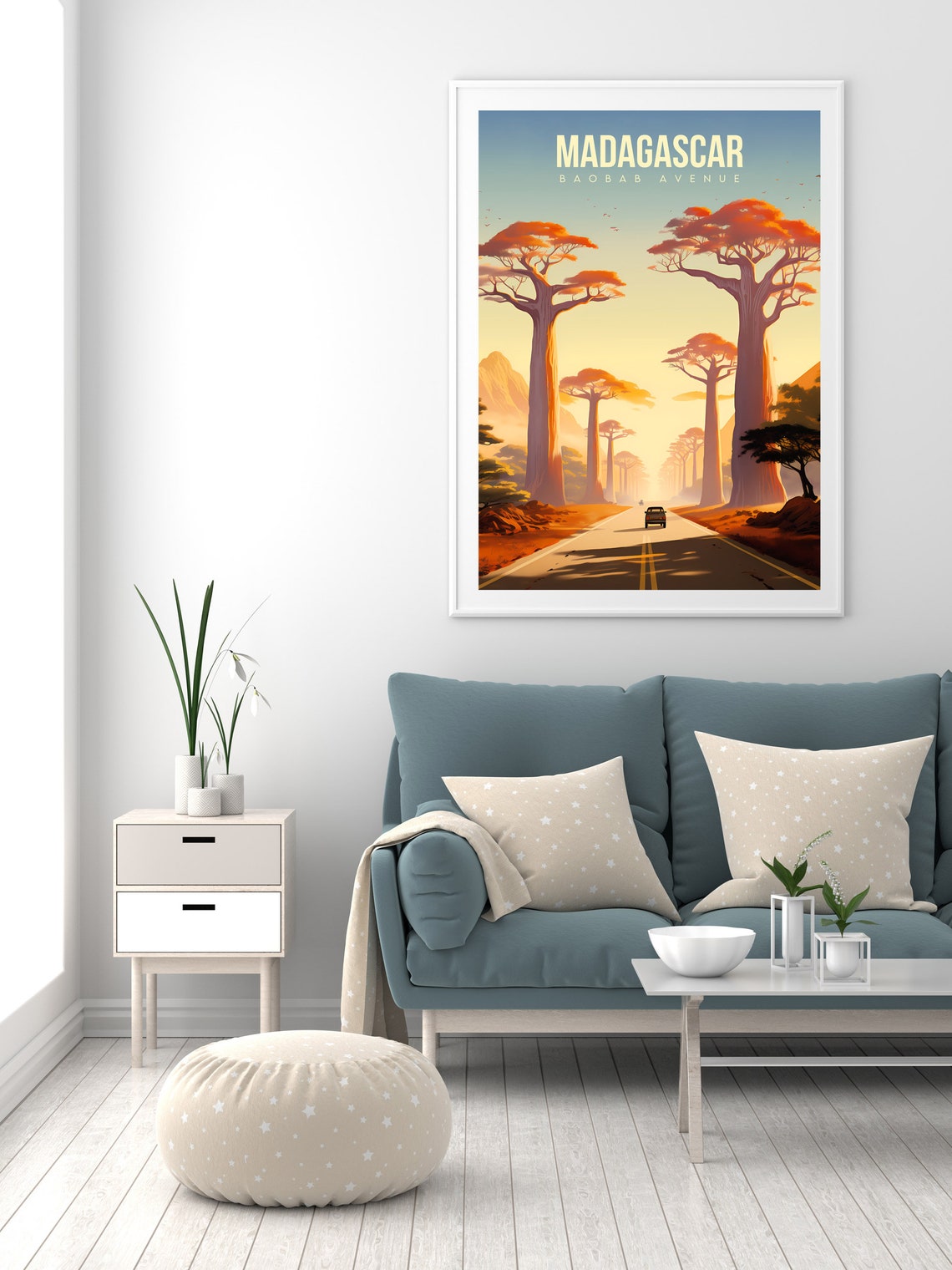 Madagascar Avenue of the Baobabs Golden Sunset Road Travel Poster - Image 2