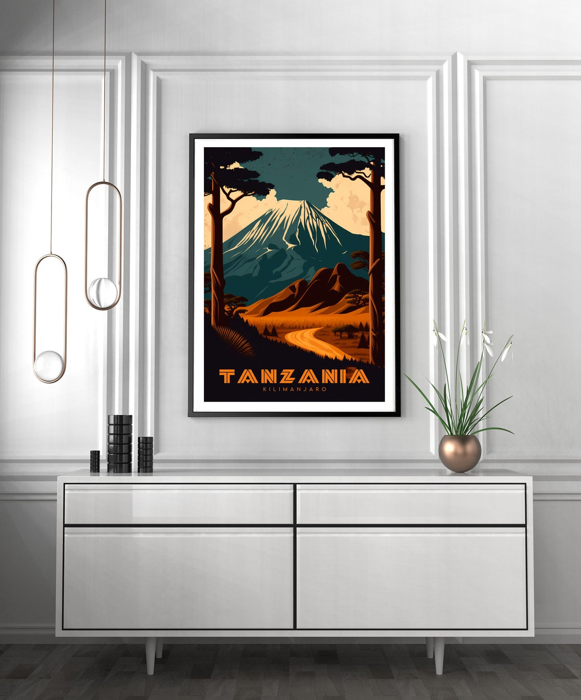 Tanzania Mount Kilimanjaro Snow Peak Safari Road Travel Poster - Image 2