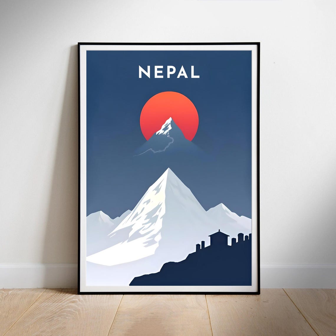 Nepal Mount Everest Sunrise Minimalist Mountain Travel Poster
