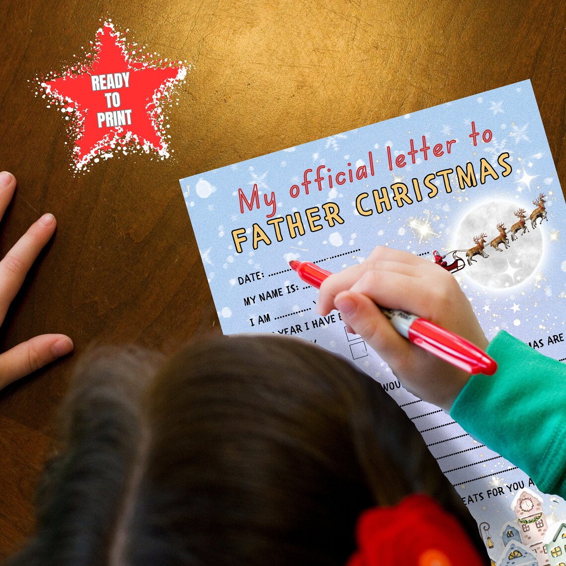 Letter To Father Christmas Fill In Card Kids Christmas Wishlist Print - Image 4