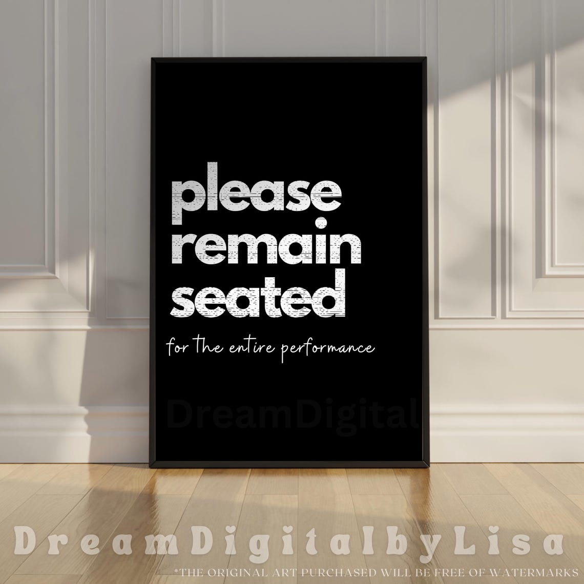 Please Remain Seated Funny Bathroom Quote Black White Poster