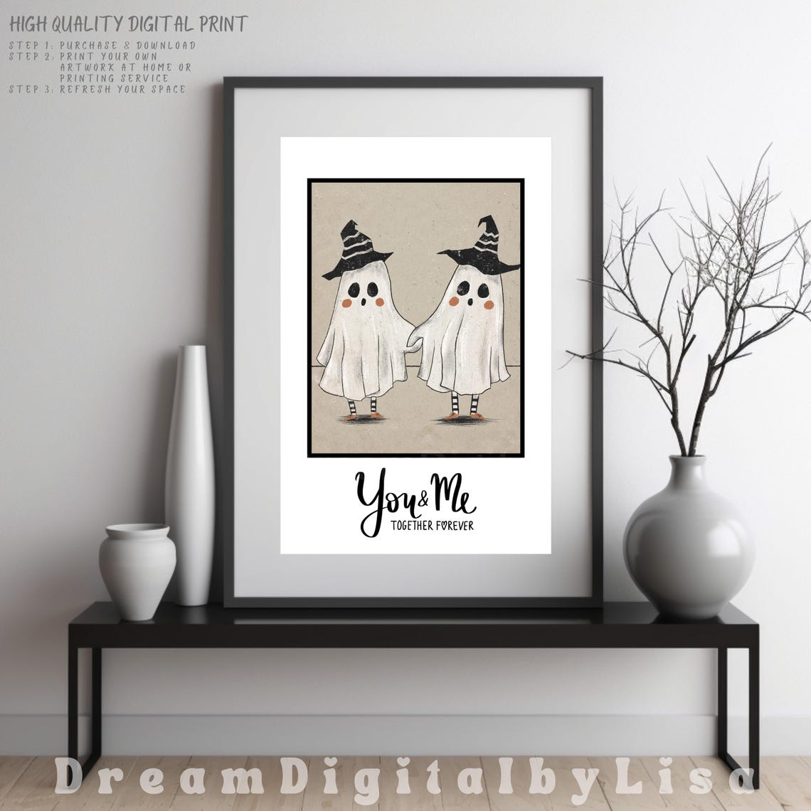 You And Me Together Forever Cute Ghost Couple Halloween Poster - Image 4