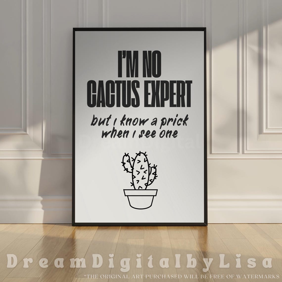 No Cactus Expert Funny Sarcastic Quote Poster Cactus Line Art Gift
