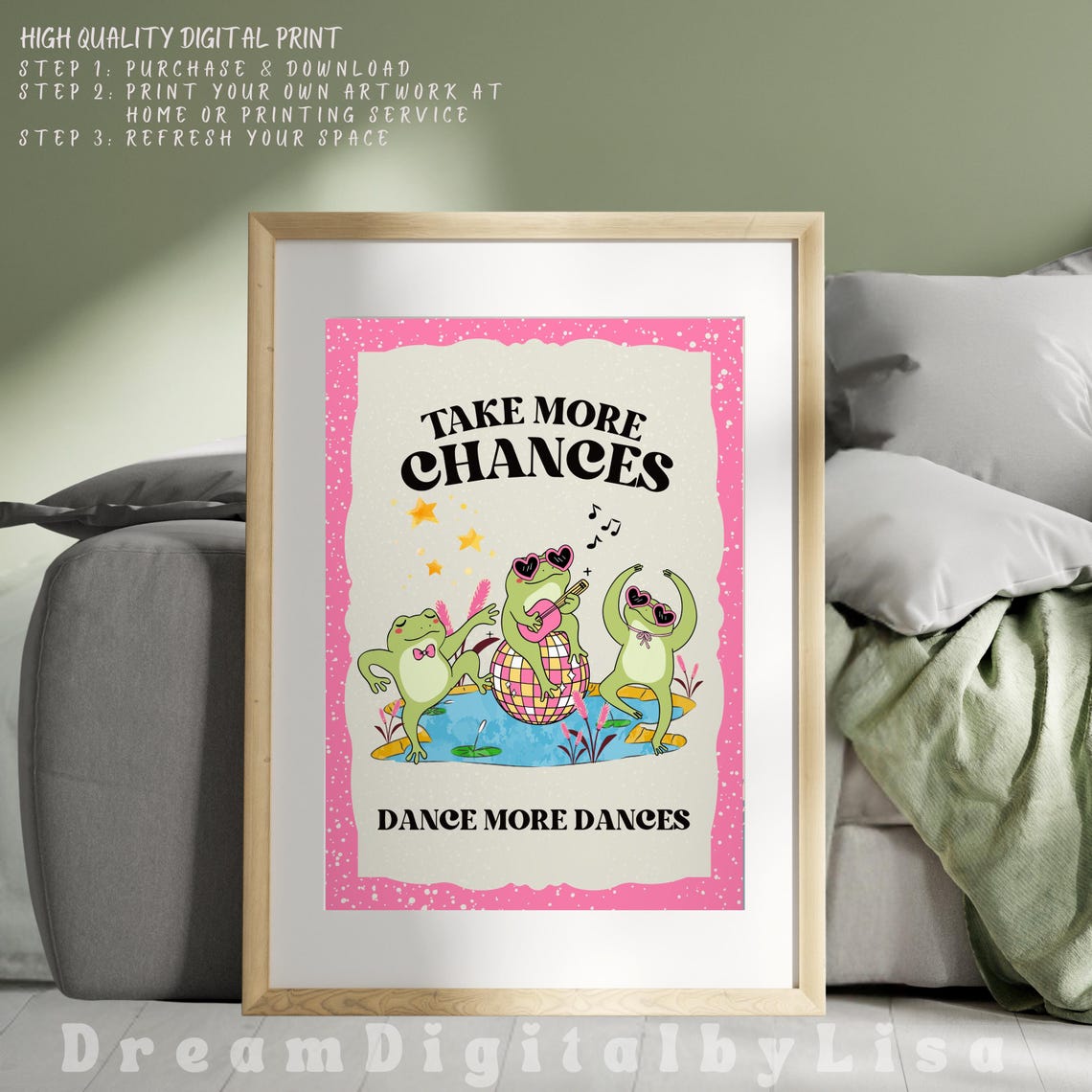 Take More Chances Dance More Dances Groovy Frog Disco Poster - Image 4