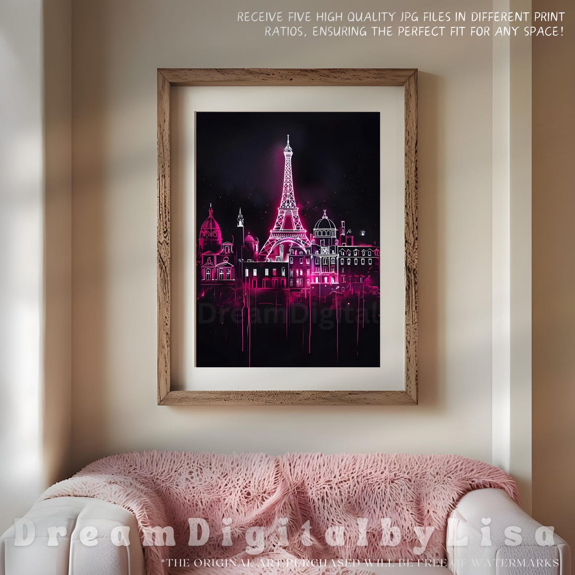 Pink Paris Poster Print Urban Contemporary Print Neon Pink And Black City Poster Trendy Bold Art Paris Gifts Travel Poster - Image 4
