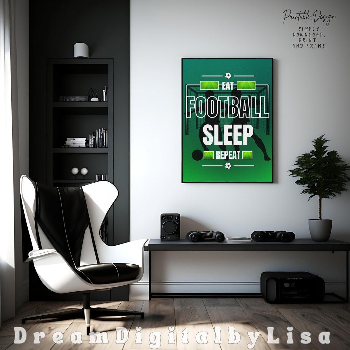 Football Poster Eat Sleep Football Repeat Football Print Gift Football Gifts Teen Print Sports Gift Instant - Image 3