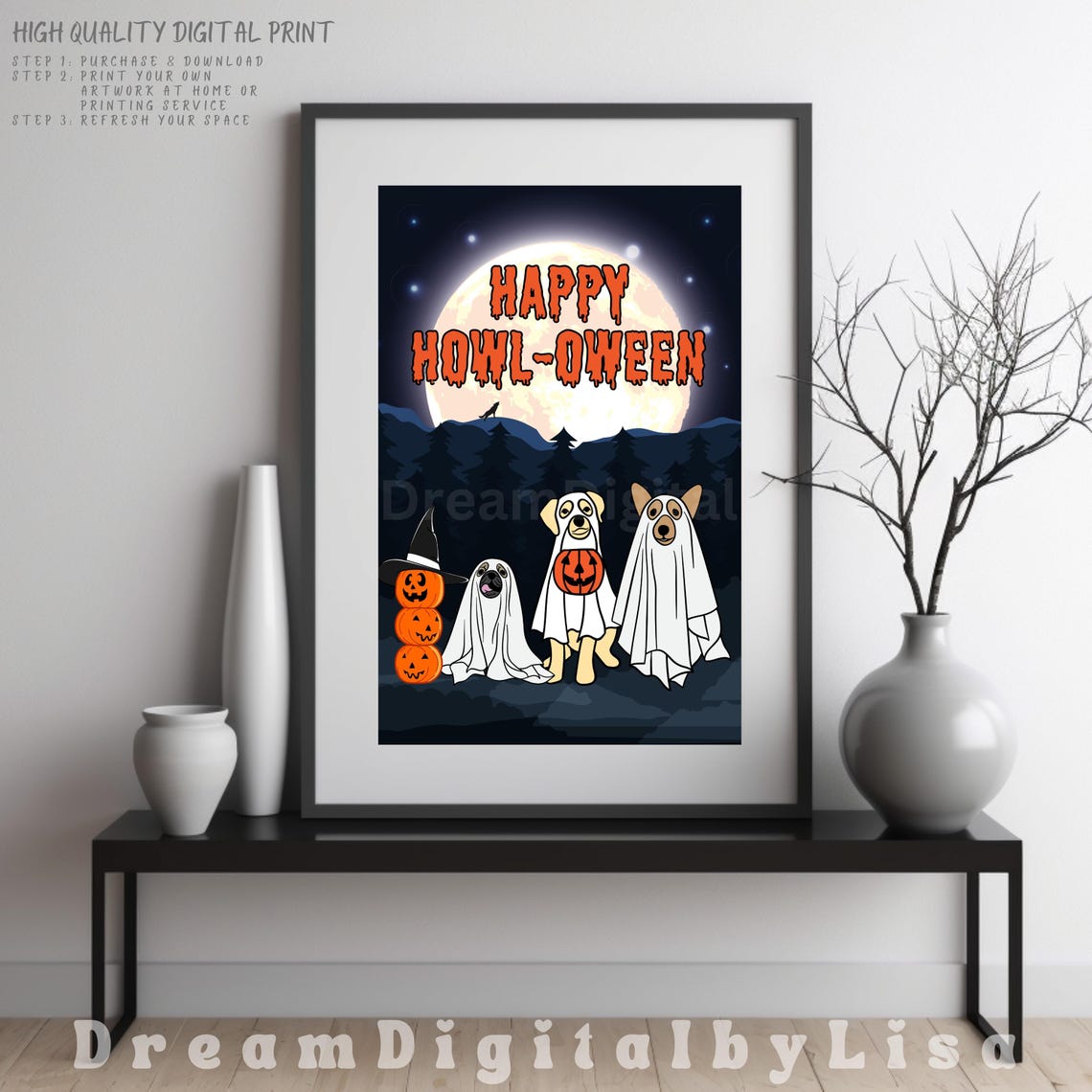 Halloween Dog Print Happy Howl Oween Ghost Dog Print Funny Dog Poster Dog Poster Dog Lover Gifts Dogs Print - Image 4