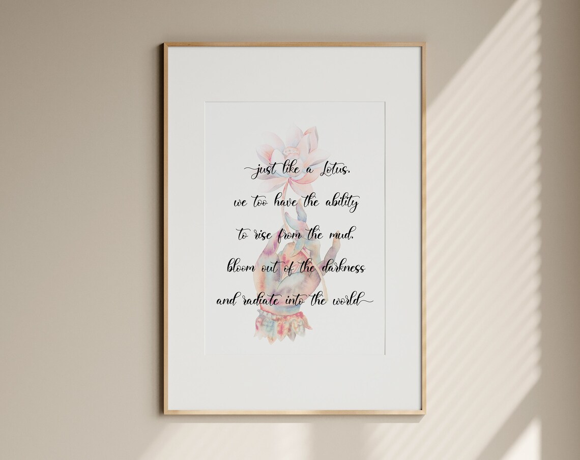 Lotus Flower Quote Spiritual Zen Art Print