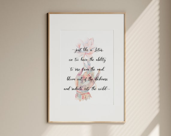 Lotus Flower Quote Spiritual Zen Art Print