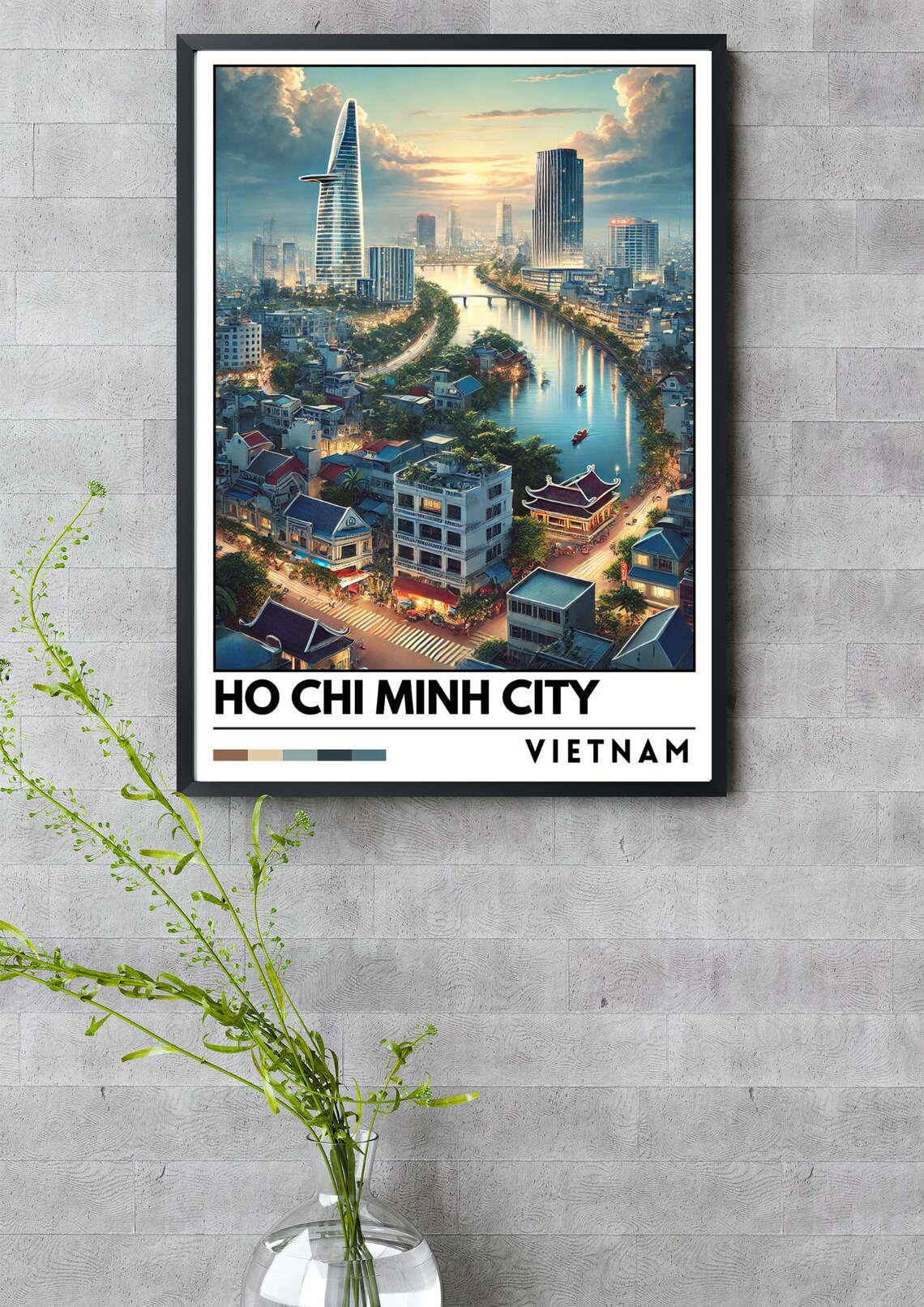 Ho Chi Minh City Vietnam Skyline Night River Cityscape Travel Poster - Image 3
