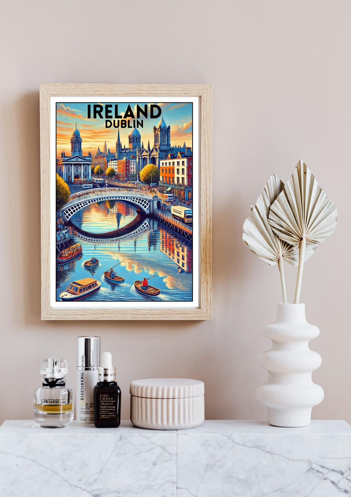 Dublin Ireland Hapenny Bridge River Liffey City Sunset Travel Poster - Image 4