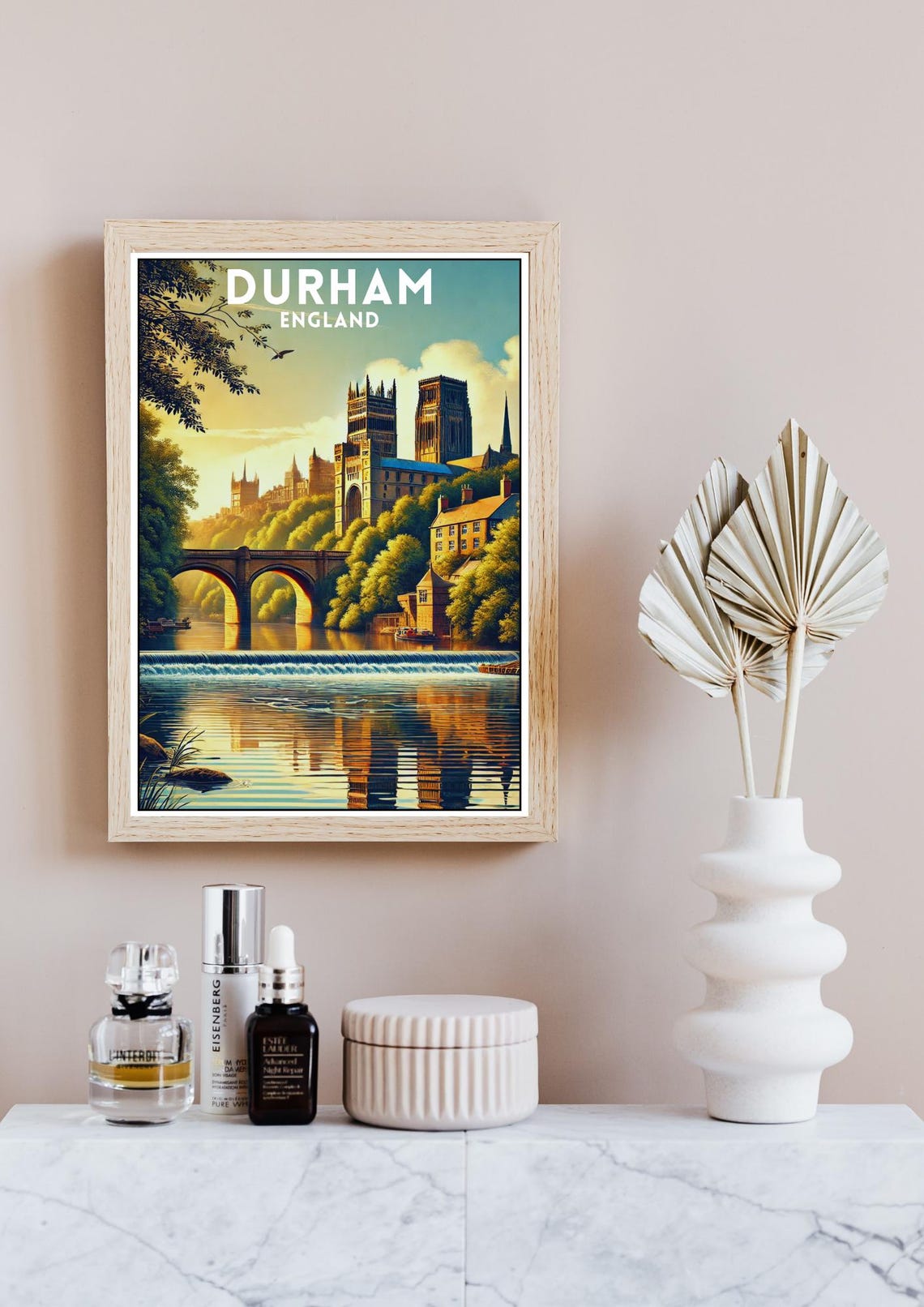 Durham England Cathedral Riverside Golden Hour Travel Poster - Image 4