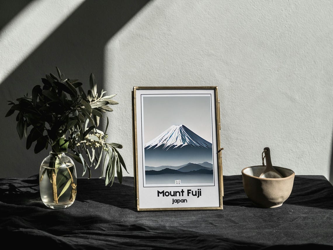 Mount Fuji Japan Sacred Snow Capped Volcano Minimalist Art Poster - Image 2