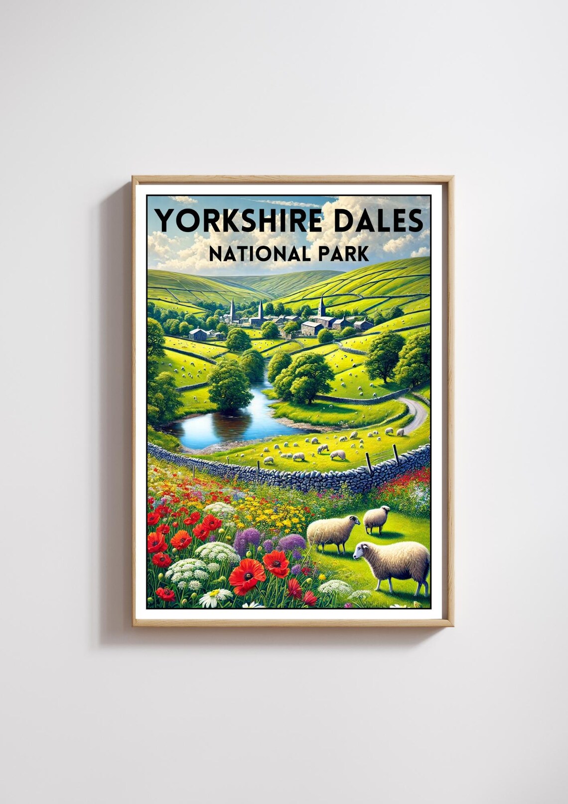Yorkshire Dales Summer Travel Poster, Scenic Landscape