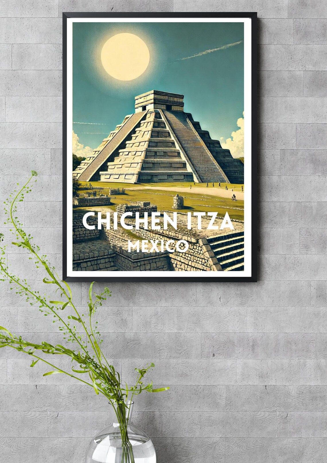 Chichen Itza Mexico El Castillo Mayan Pyramid Vintage Travel Poster - Image 3