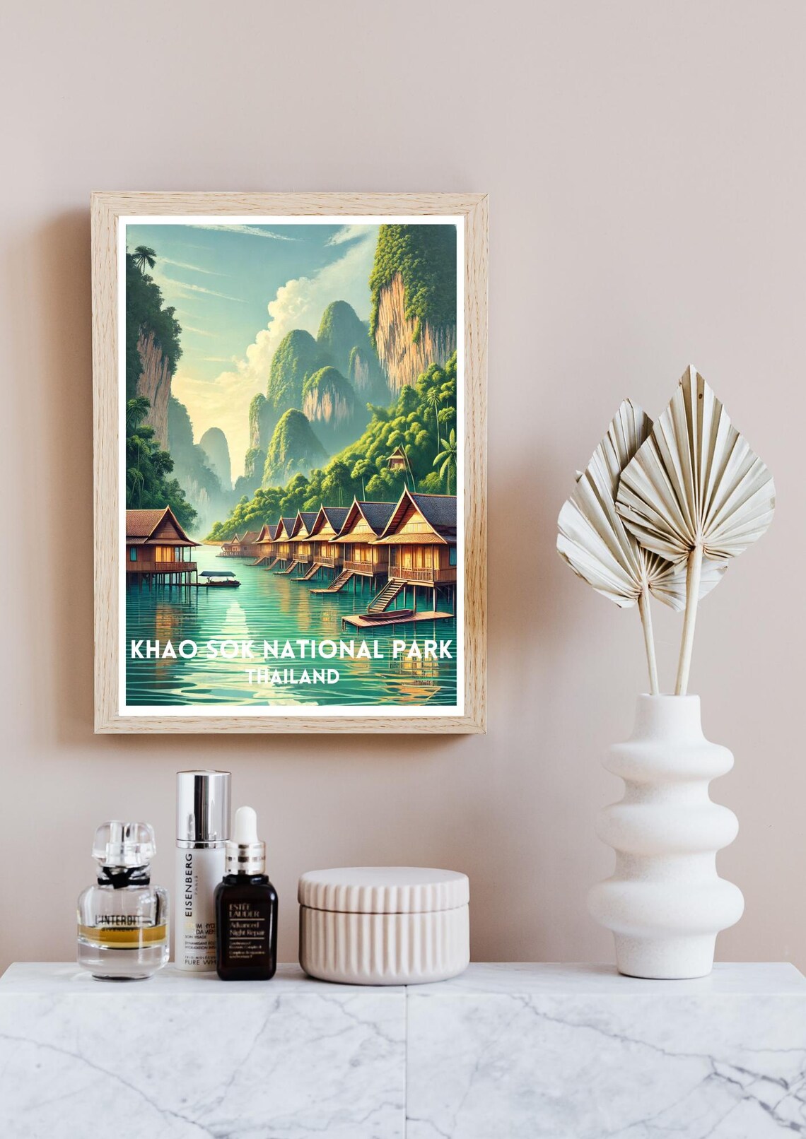 Khao Sok Thailand Floating Bungalows Jungle Lake Vintage Travel Poster - Image 4