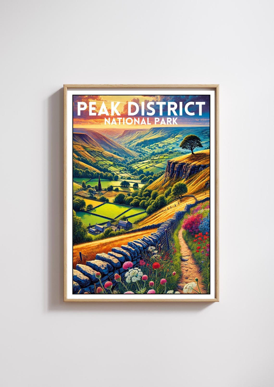 Peak District National Park England Rolling Hills Sunset Poster