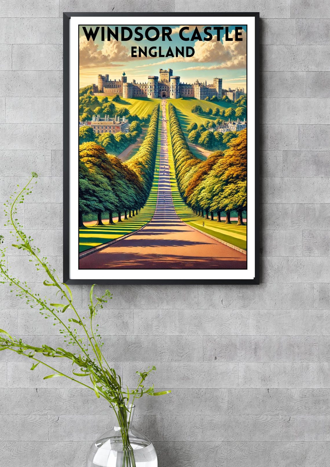 Windsor Castle England Royal Long Walk Summer Vintage Travel Poster - Image 3