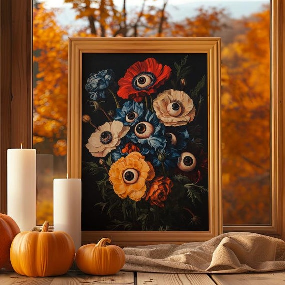 Fantasy Cottagecore Gothic Art Print Creepy Bouquet Decor Dark Macabre Cottagecore Weirdcore Floral Decor For Gothic Aesthetic Lovers