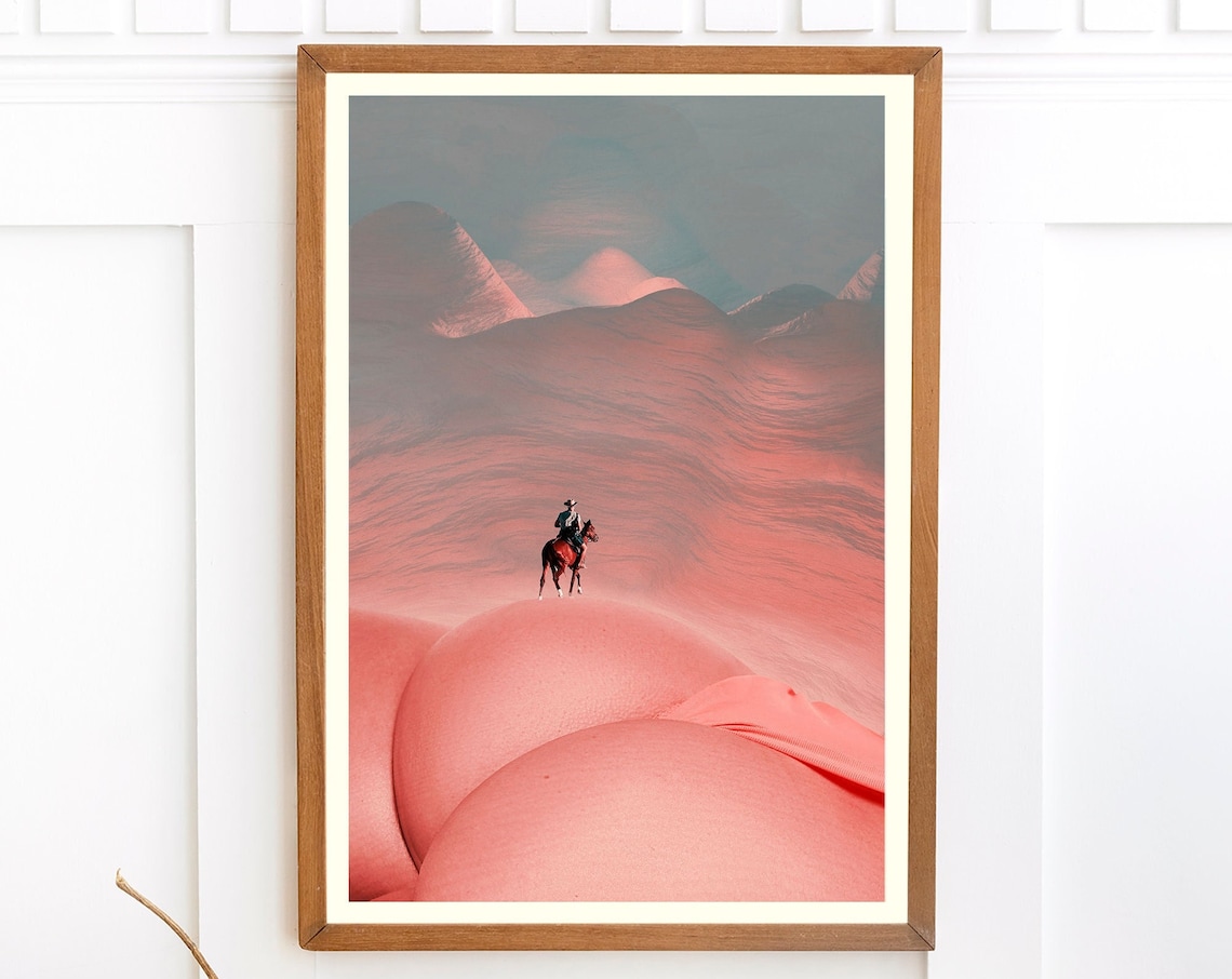 Booty Art Collage Cowboy Landscape Poster
