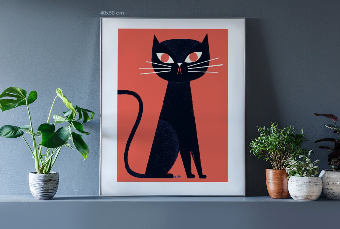 Black Cat Illustration, Cat Poster For Kids - Image 4