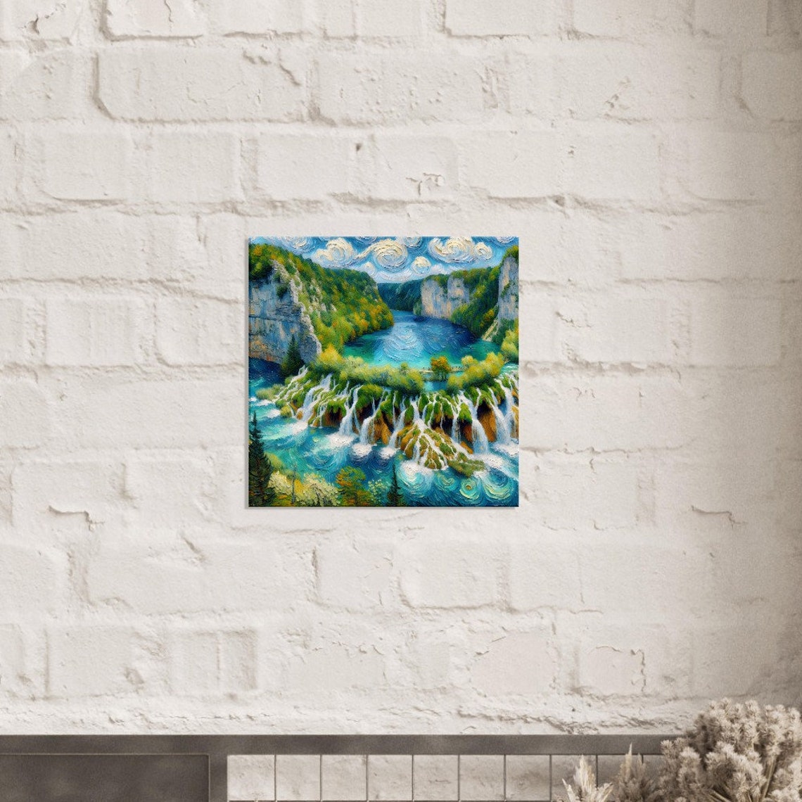 Plitvice Waterfall Serenity Oil Painting Print Impressionism Living Roombedroom Wall Prints Housewarming Gift - Image 2