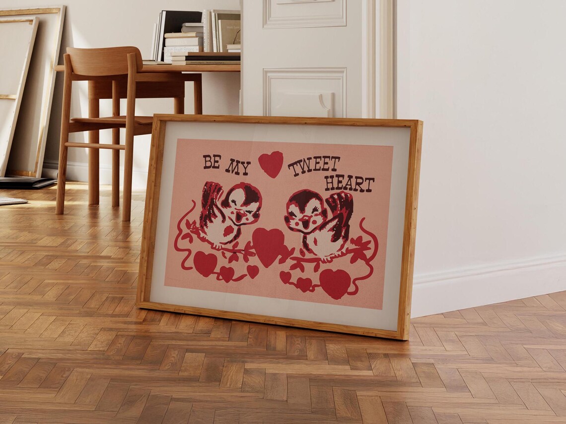Tweet Heart Retro Valentines Day Poster, Kitchen Decor - Image 3