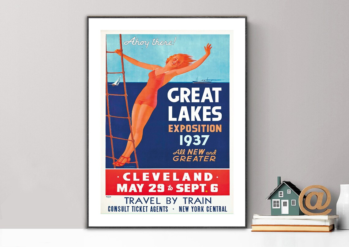 Great Lakes Exposition 1937 Cleveland Vintage Travel Poster