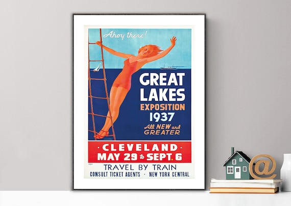Great Lakes Exposition 1937 Cleveland Vintage Travel Poster