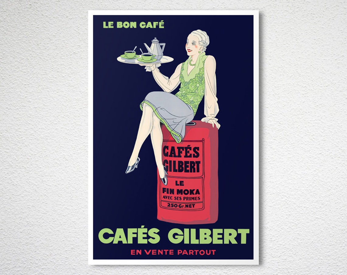 Le Bon Café Cafés Gilbert Classic Vintage French Advertising Poster - Image 2