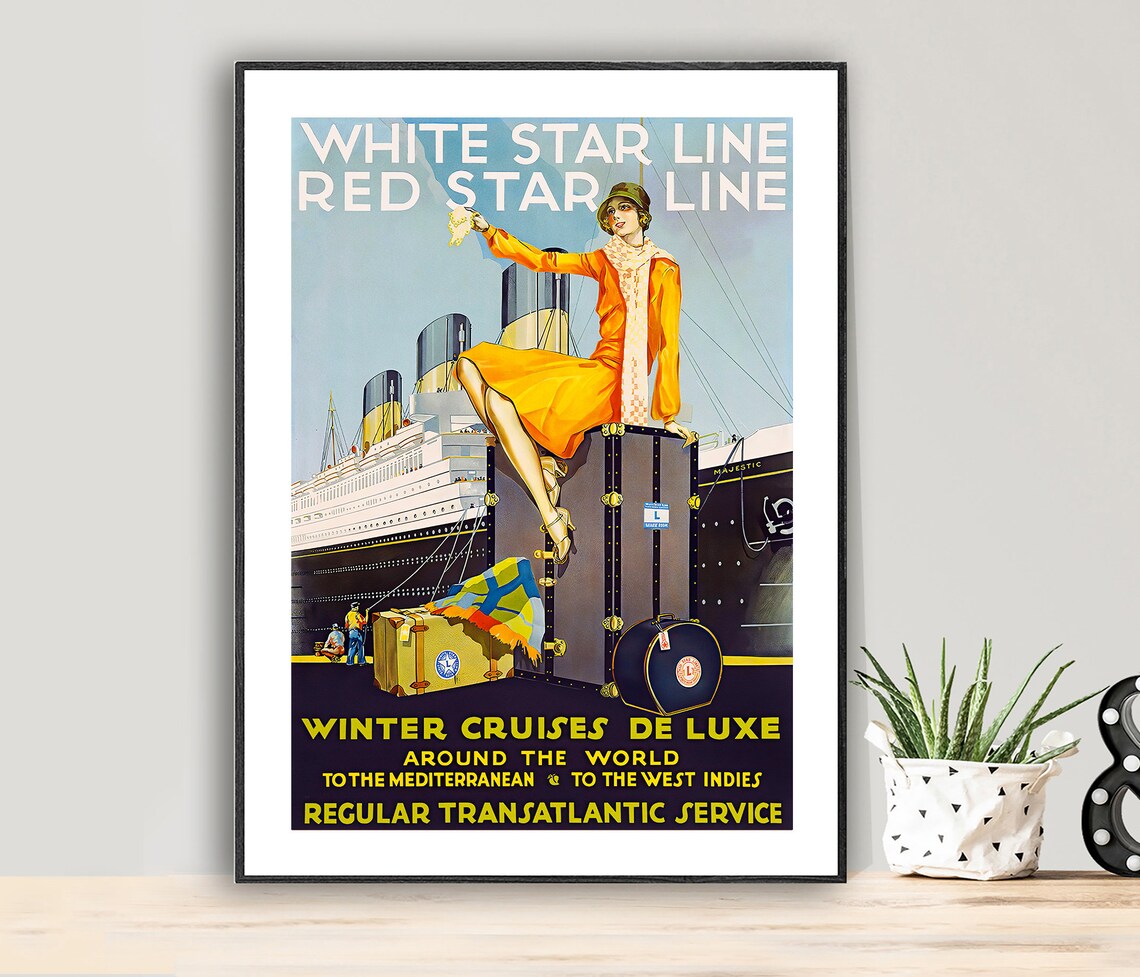 White Star Line Red Star Line Vintage Travel Poster