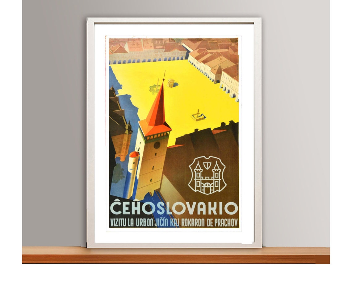 Czechoslovakia Jicin Prachov Rocks Rare Esperanto Travel Poster - Image 3