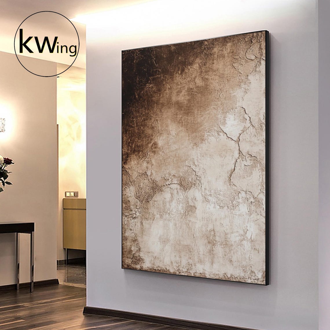 Brown Beige Textured Abstract Wabi Sabi Painting Neutral Wall Poster - Image 5