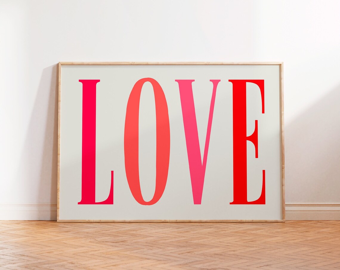 Love Typography Landscape Wall Art Print