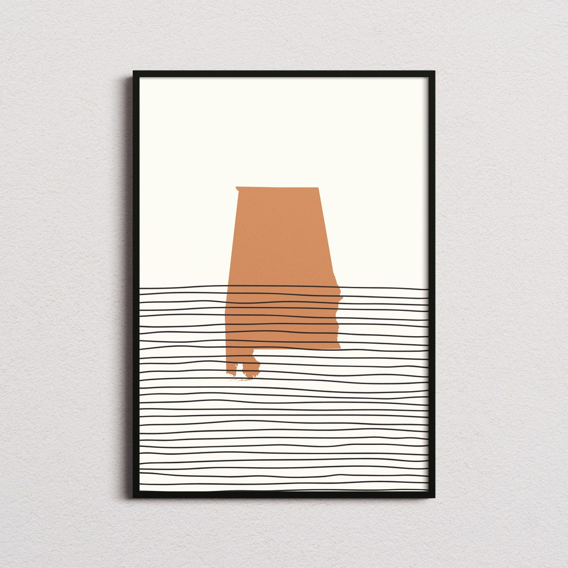 Alabama State Silhouette Terracotta Minimalist Line Art Poster