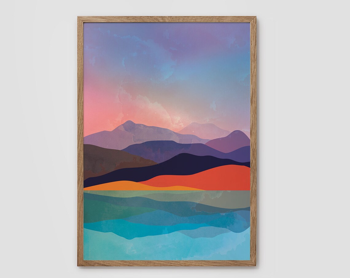 Mountains By The Sea Art Print, Coastal Landscape